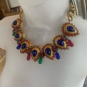 Vintage Claire Deve Paris Gold and Multicolor Choker